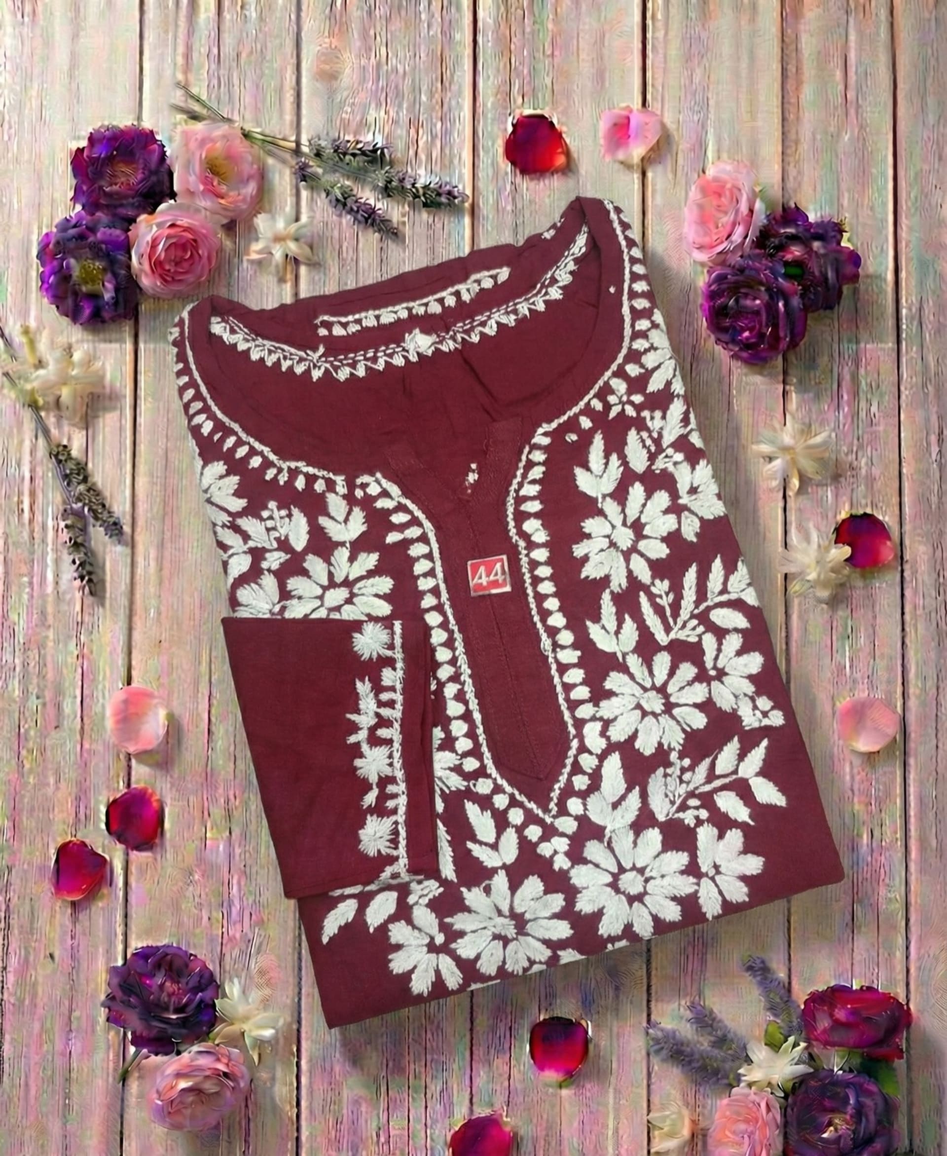 Authentic Lucknowi Handwork Chikankari Short Kurti - Premium Rayon (18+ Colors) Lucknowi Chikankari - Full view 13