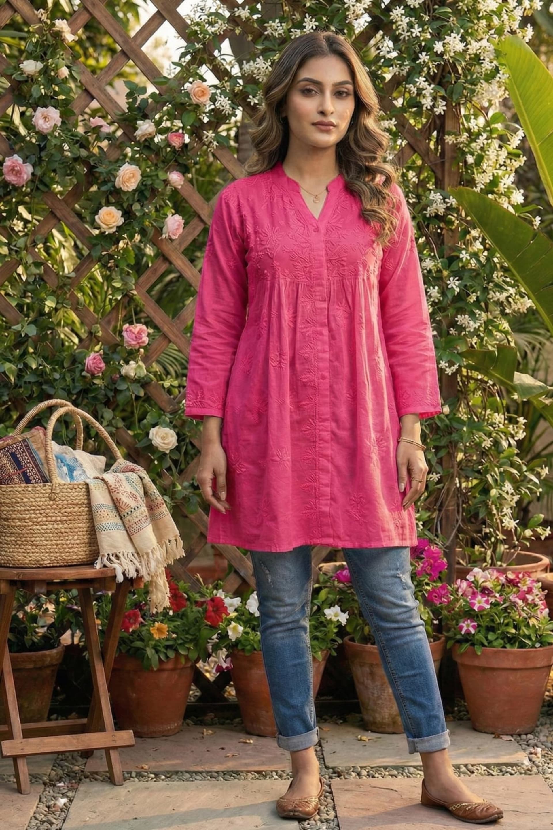 Premium Lucknowi Chikankari Short Anarkali (16kg Heavy Rayon) Lucknowi Chikankari - Full view 9