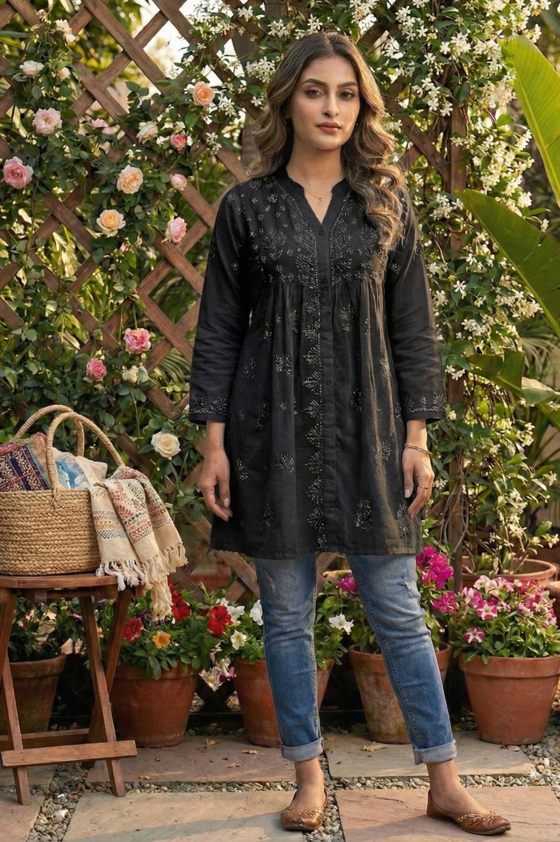 Premium Lucknowi Chikankari Short Anarkali (16kg Heavy Rayon) Lucknowi Chikankari - Full view 18