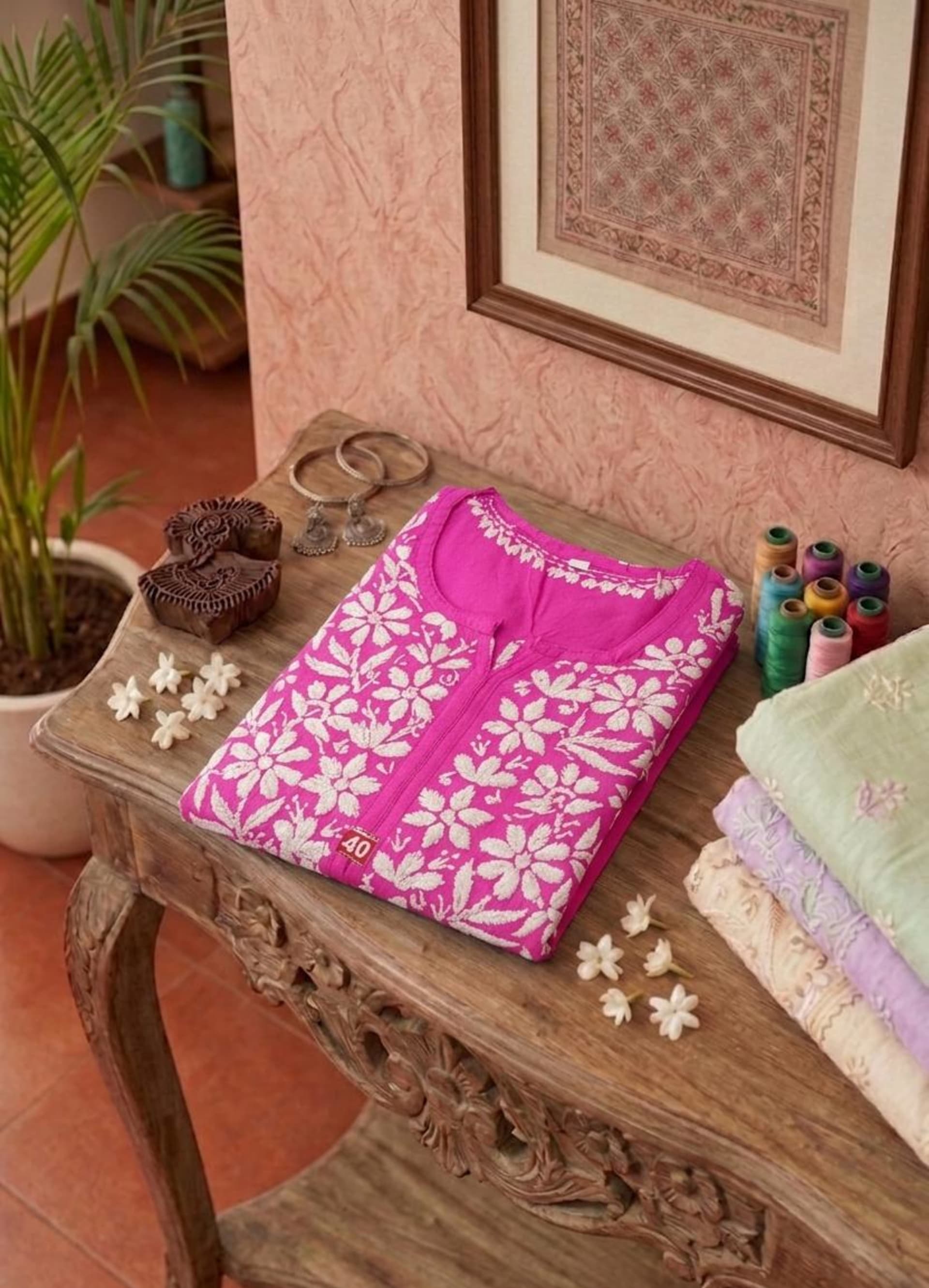 Sukoon-e-Chikankari Premium Rayon Kurti Lucknowi Chikankari - Full view 7