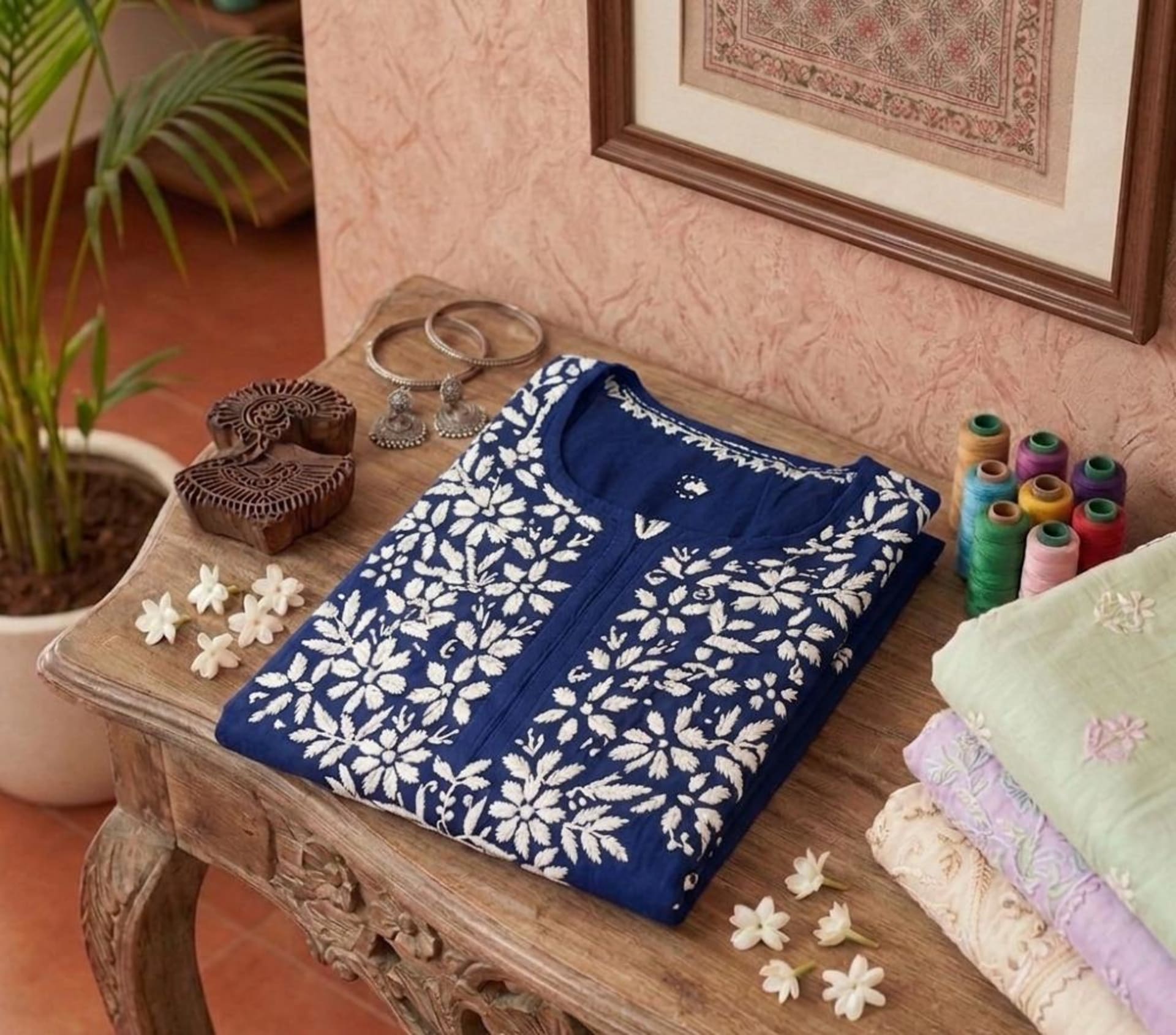 Sukoon-e-Chikankari Premium Rayon Kurti Lucknowi Chikankari - Full view 8