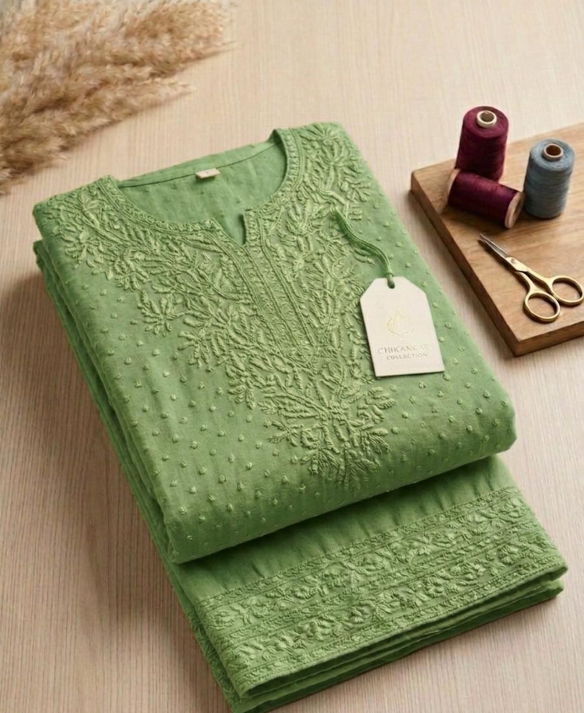 Nawabi Numa – Tone on Tone Chikankari Set Lucknowi Chikankari - Full view 5