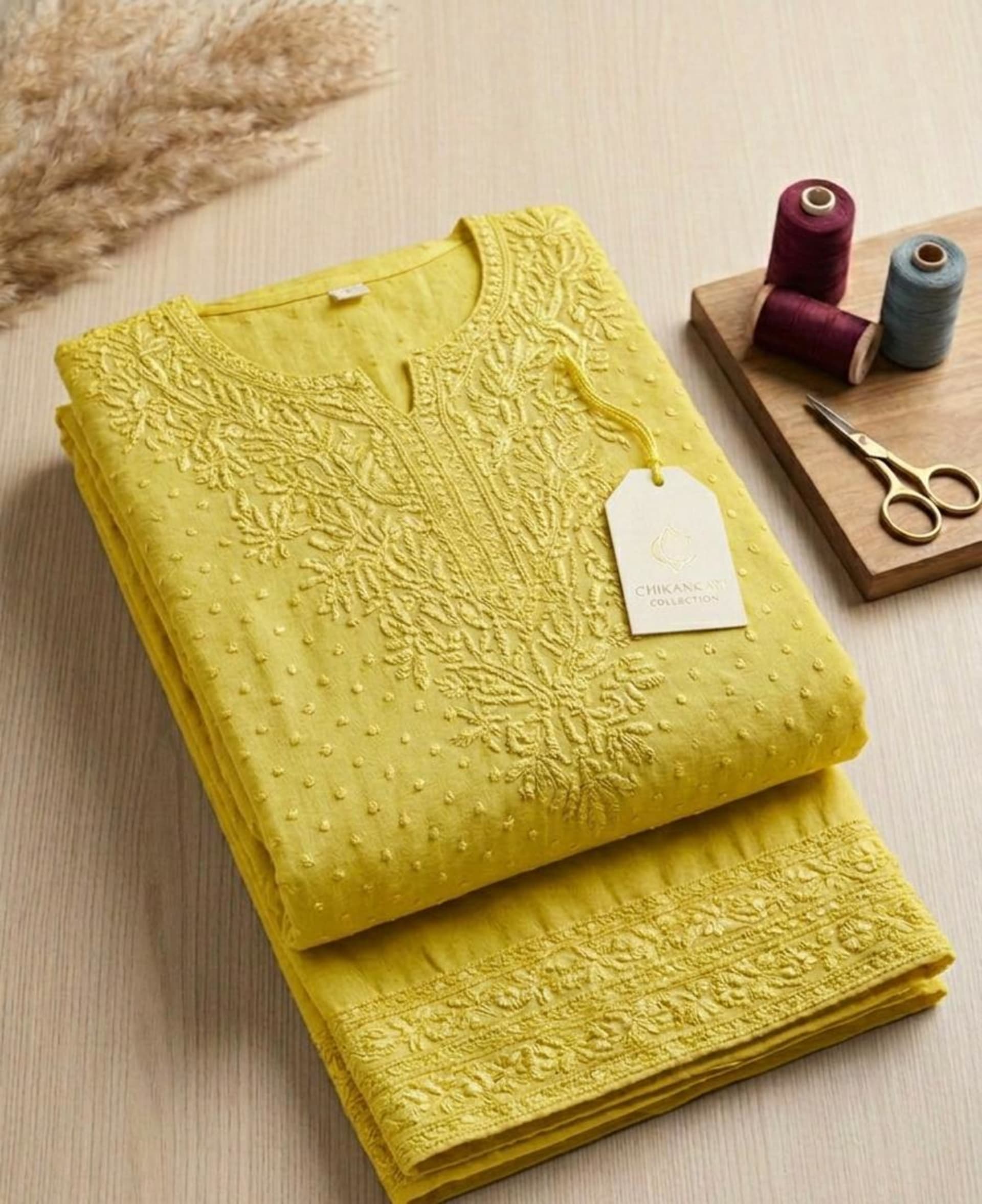 Nawabi Numa – Tone on Tone Chikankari Set Lucknowi Chikankari - Full view 8