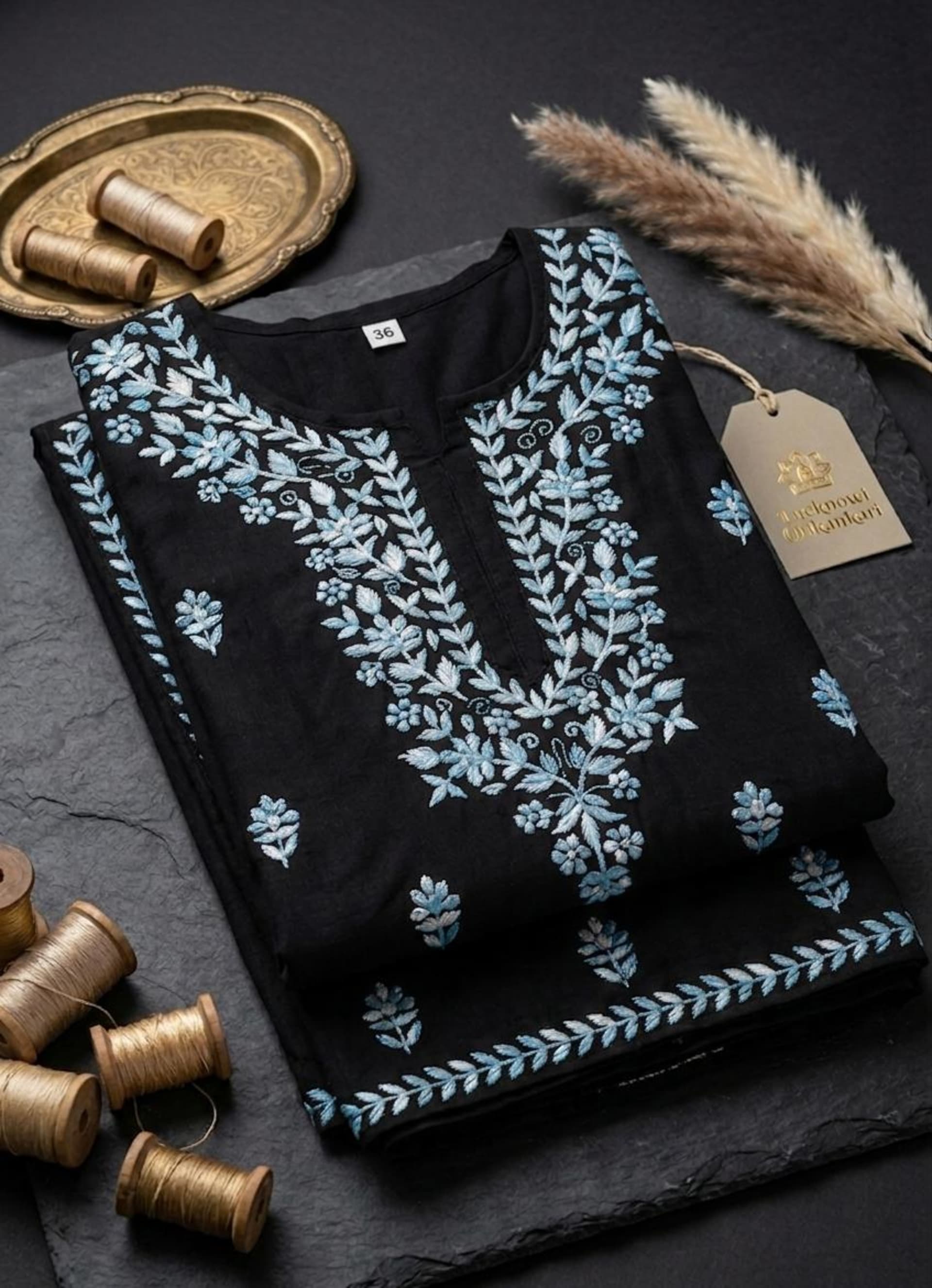 Heritage Glow – Shaded Handwork Chikankari Rayon Kurta & Plazzo Set Lucknowi Chikankari - Full view 3