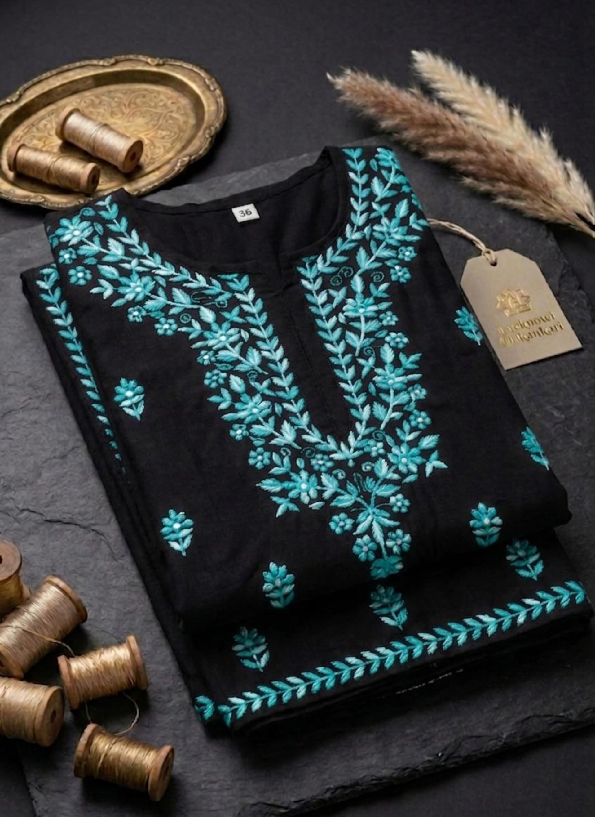 Heritage Glow – Shaded Handwork Chikankari Rayon Kurta & Plazzo Set Lucknowi Chikankari - Full view 5