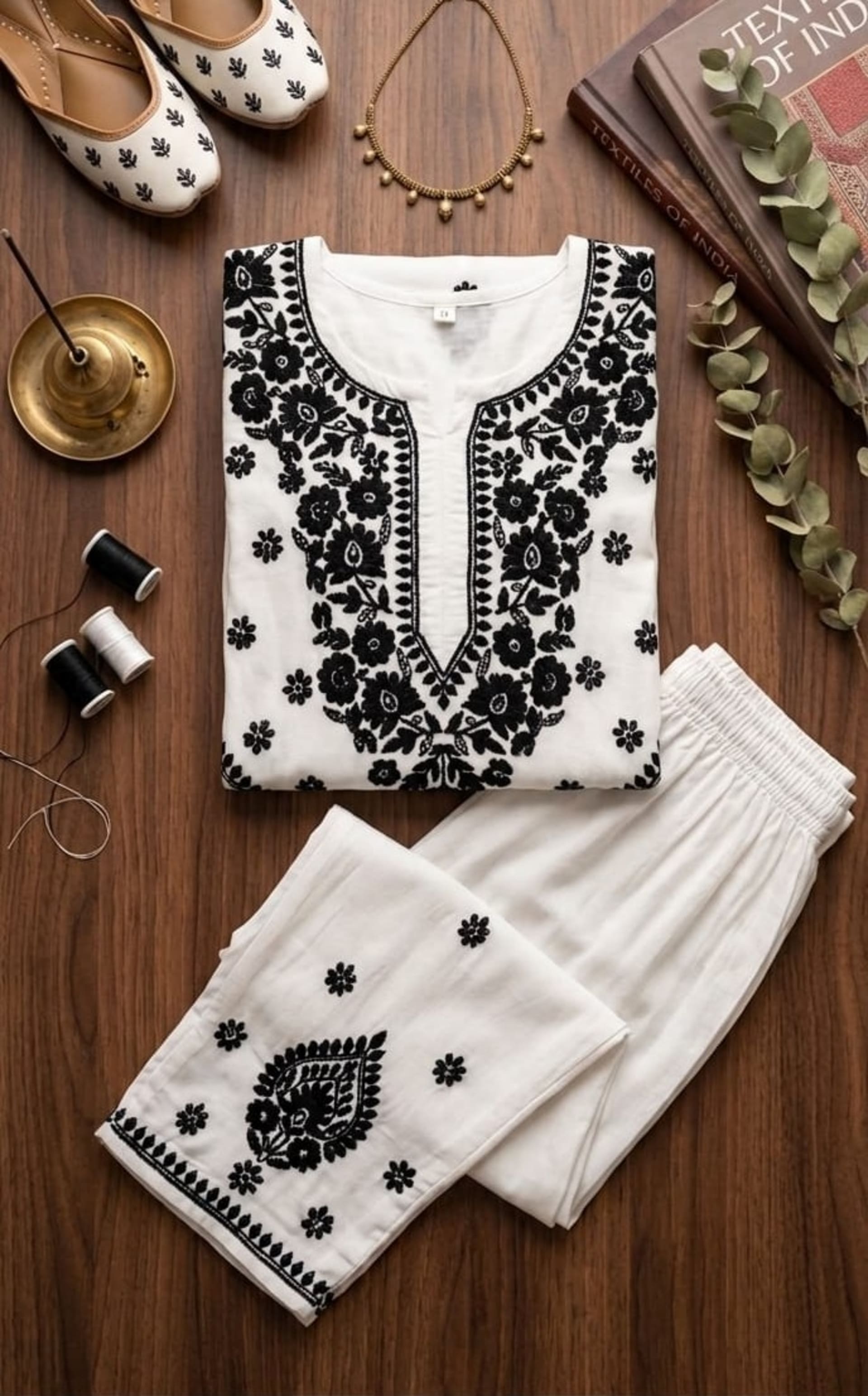 Nazakat Noir Chikankari Palazzo Set Lucknowi Chikankari - Full view 2