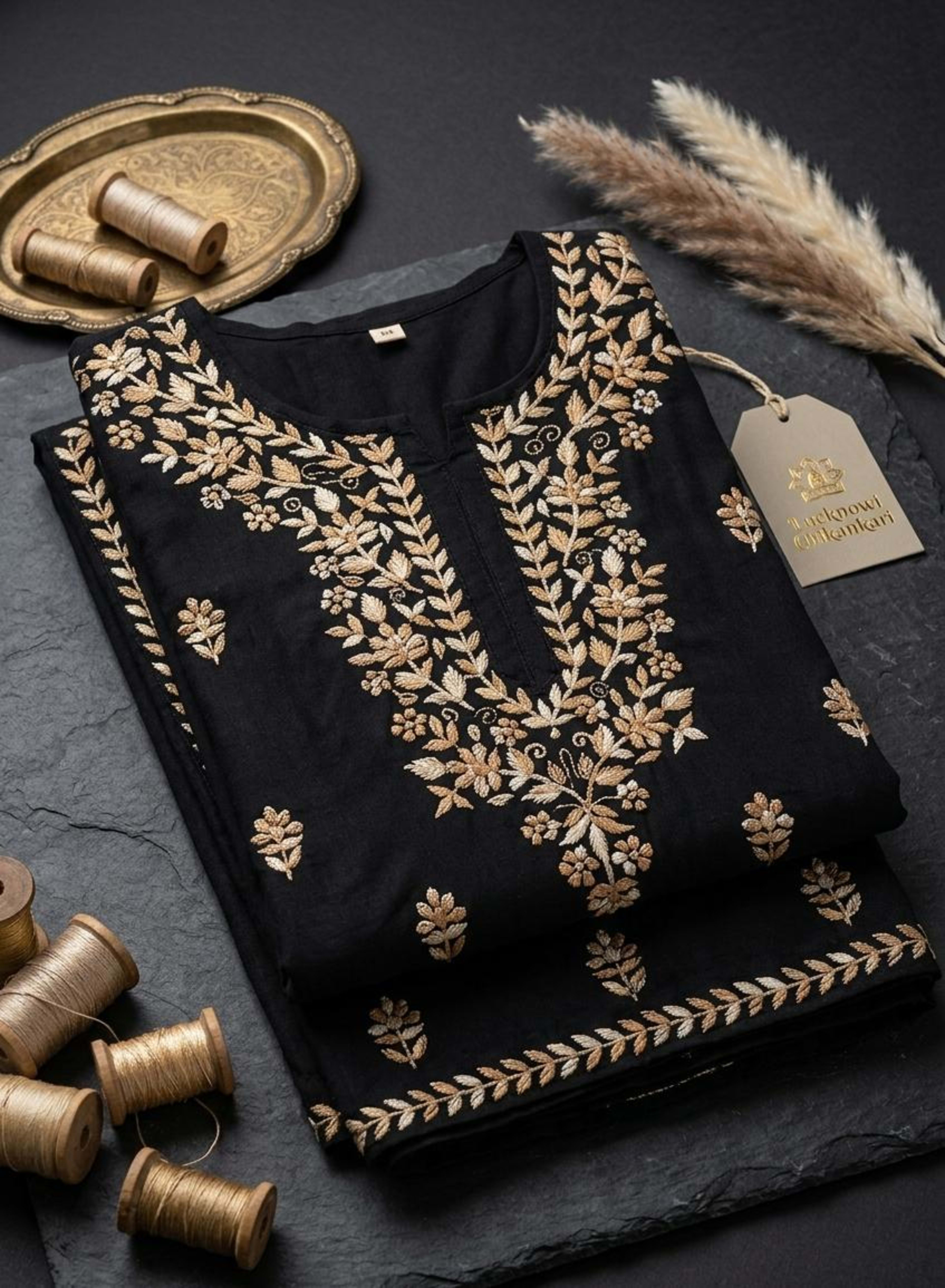 Heritage Glow – Shaded Handwork Chikankari Rayon Kurta & Plazzo Set Lucknowi Chikankari - Full view 2