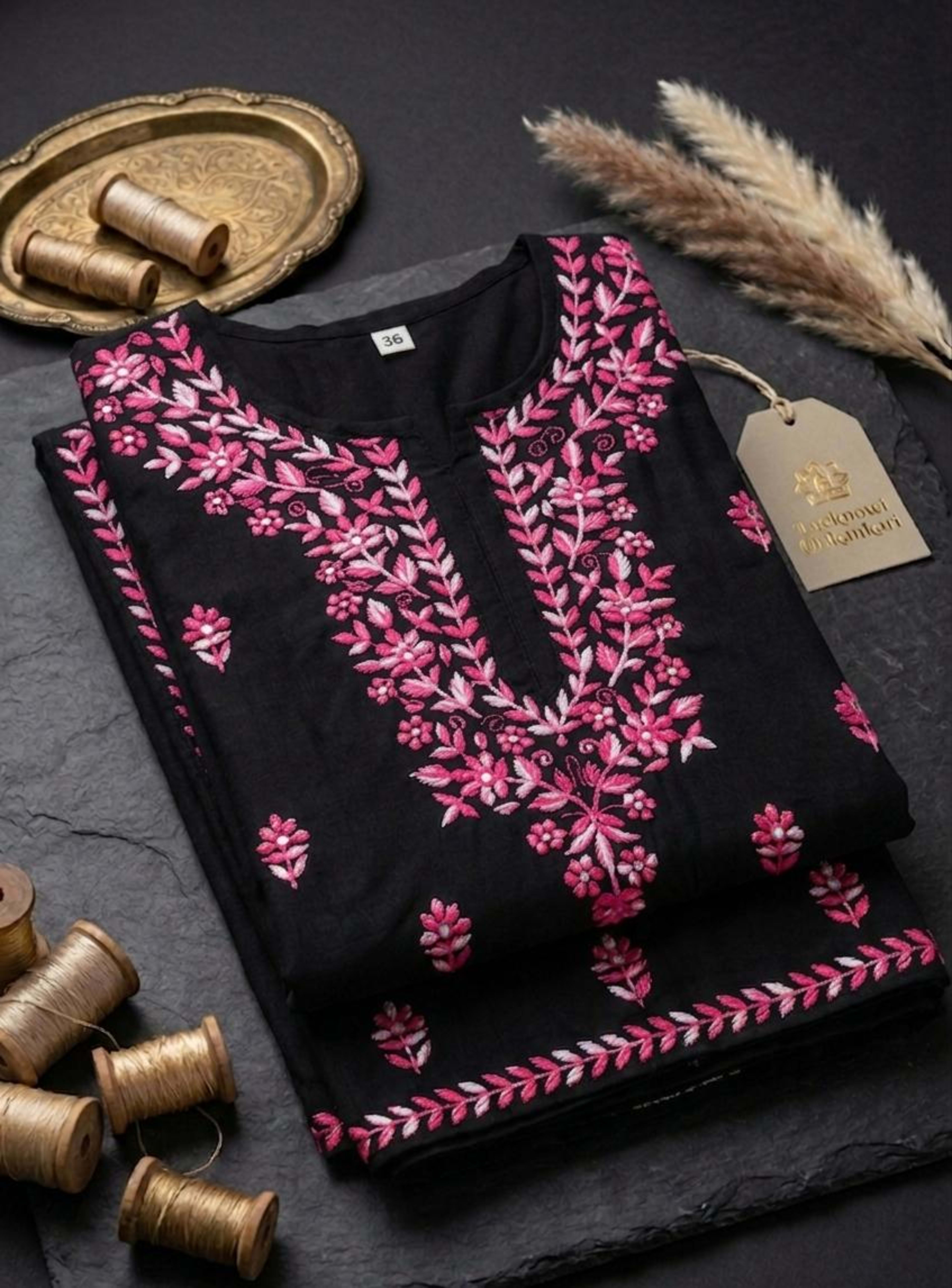 Heritage Glow – Shaded Handwork Chikankari Rayon Kurta & Plazzo Set Lucknowi Chikankari - Full view 4