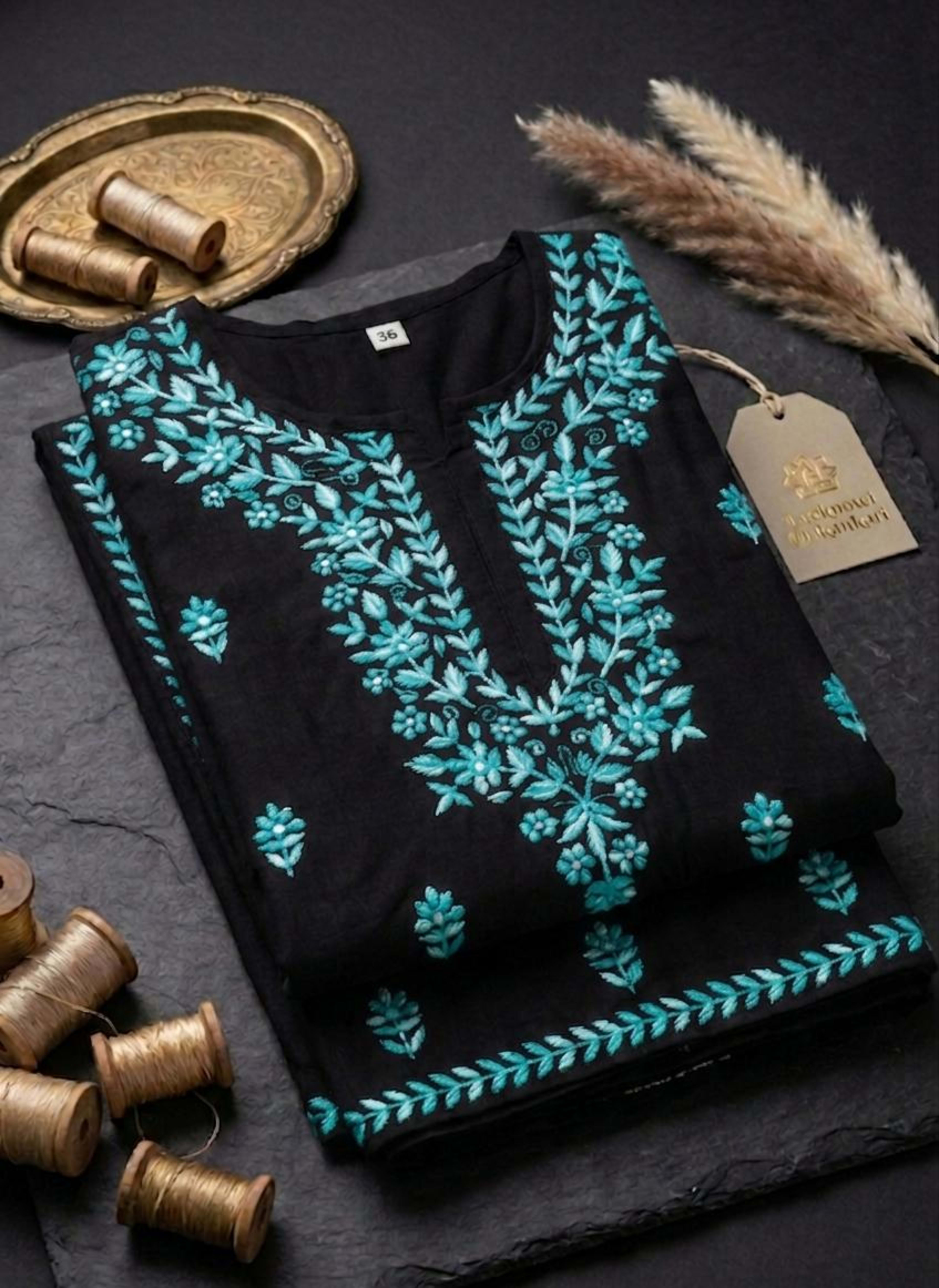 Heritage Glow – Shaded Handwork Chikankari Rayon Kurta & Plazzo Set Lucknowi Chikankari - Full view 5