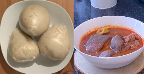 Banku And Lght Soup With Goat Meat