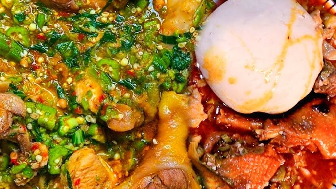 Banku And Okro Stew With Chicken
