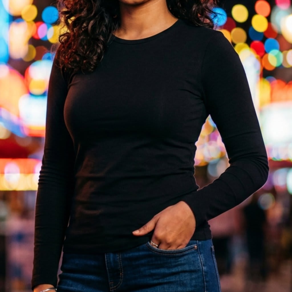 Classic Cotton T-Shirt - Female, Black, Full Sleeve