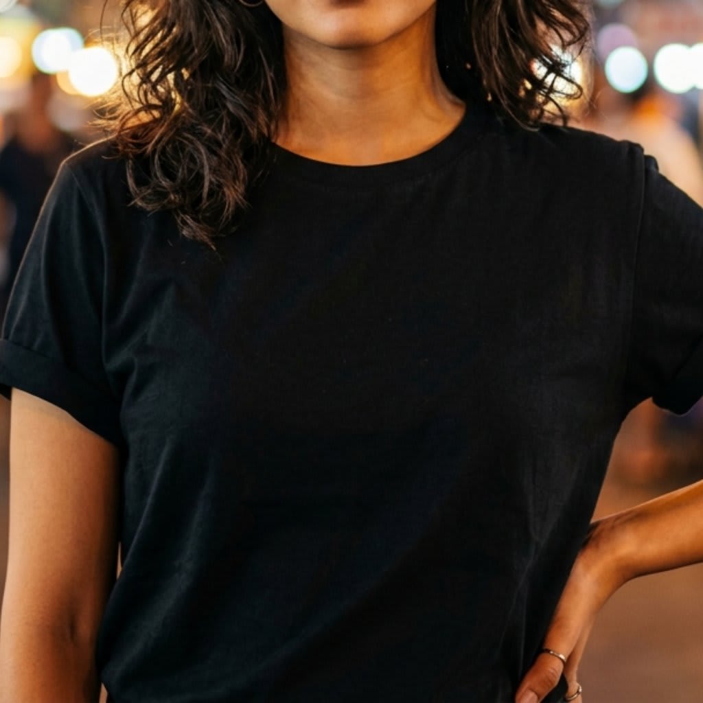 Classic Cotton T-Shirt - Female, Black, Half Sleeve