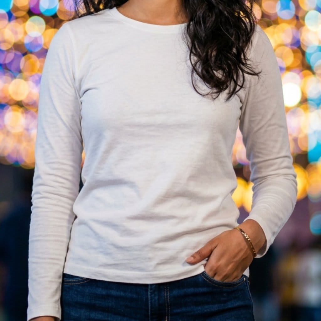 Classic Cotton T-Shirt - Female, White, Full Sleeve