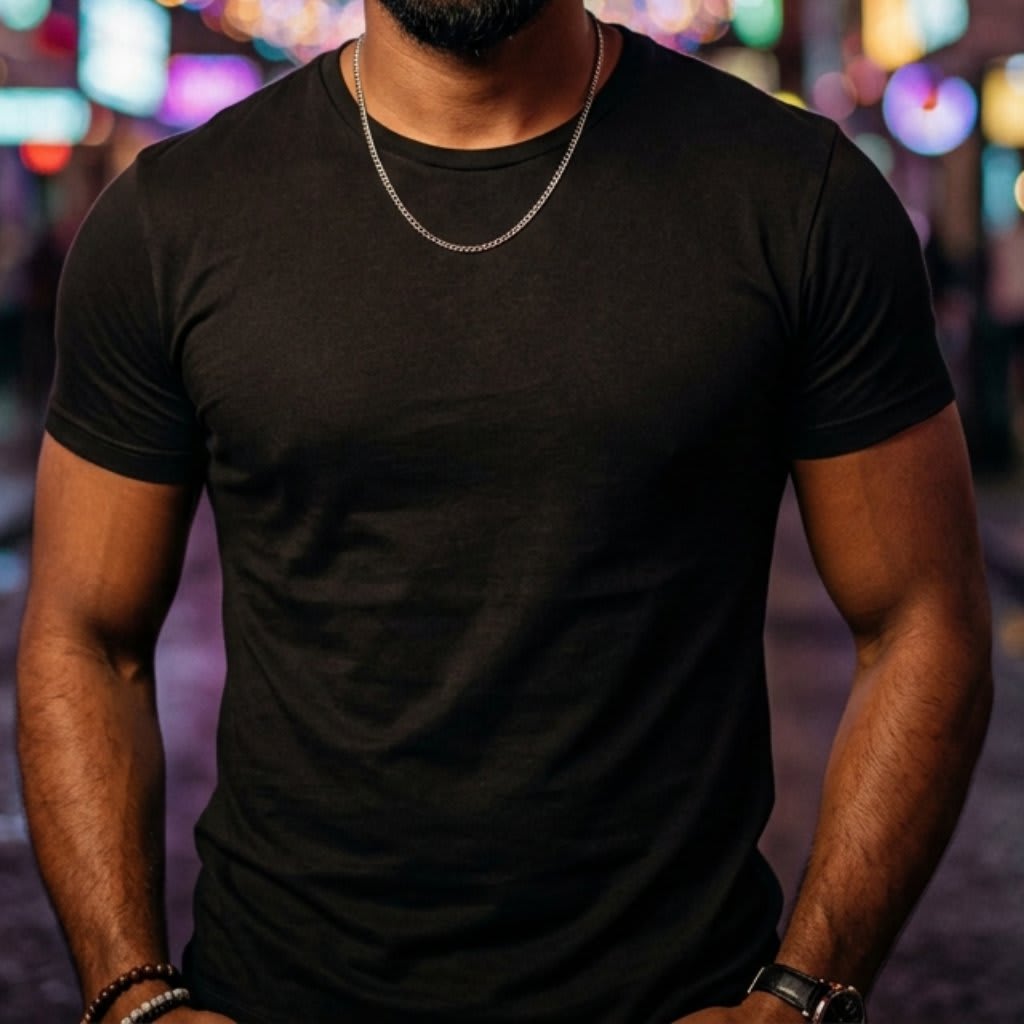 Classic Cotton T-Shirt - Male, Black, Half Sleeve