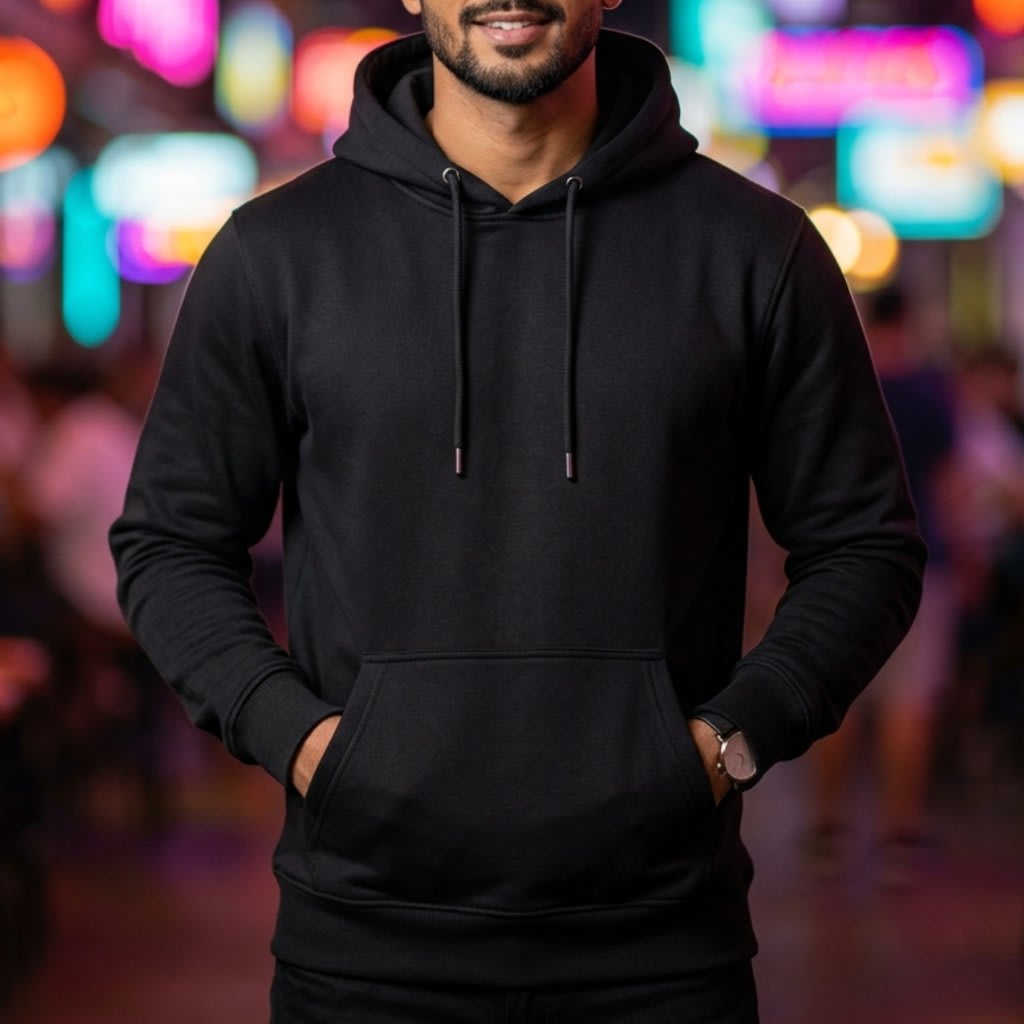 Premium Hoodie - Male, Black, Full Sleeve