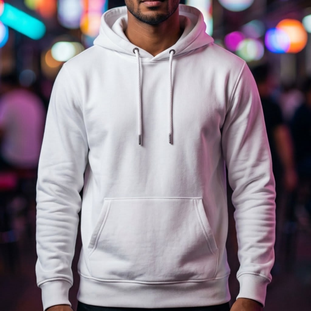 Premium Hoodie - Male, White, Full Sleeve