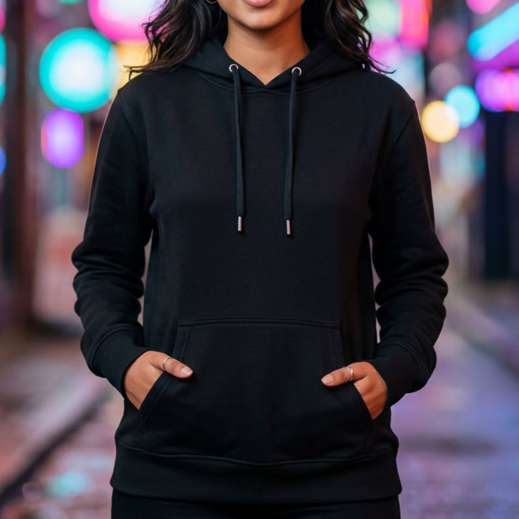Premium Hoodie - Female, Black, Full Sleeve
