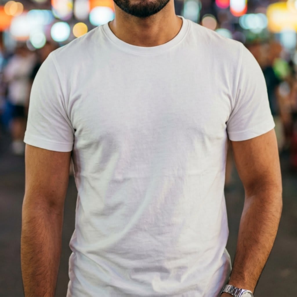 Classic Cotton T-Shirt - Male, White, Half Sleeve