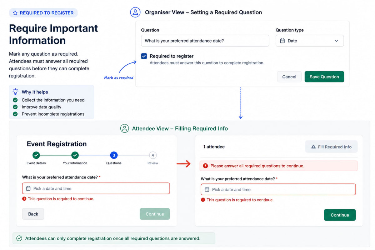 Required question and Fill Required Info prompt
