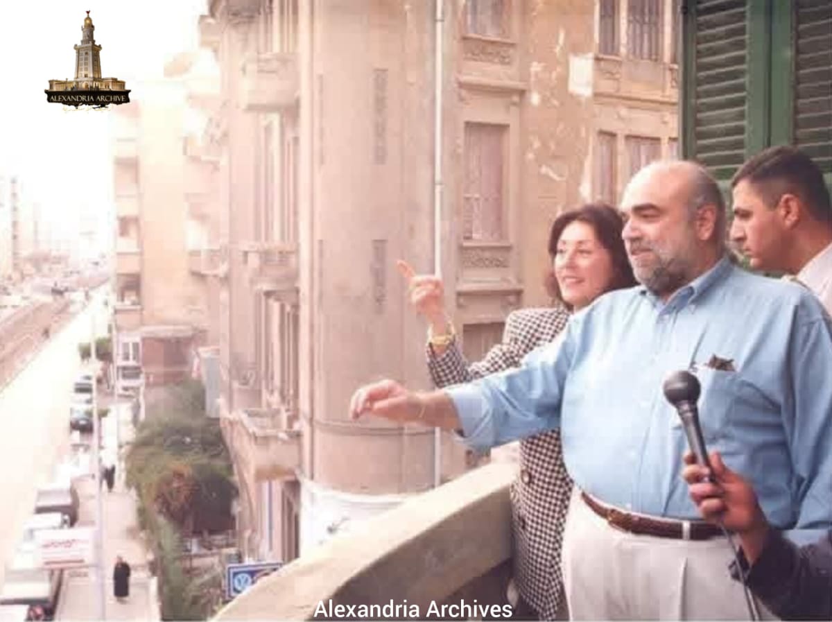 The famous Greek singer Demis Roussos during a visit to his childhood home in the Azarita neighborhood of Alexandria. 