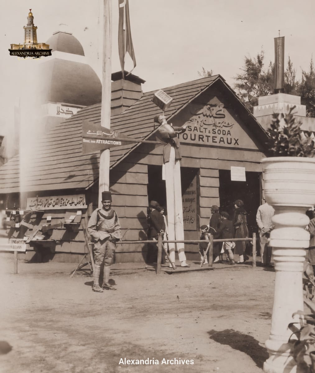 A photograph taken in front of the Salt and Soda Company in Alexandria in 1920 