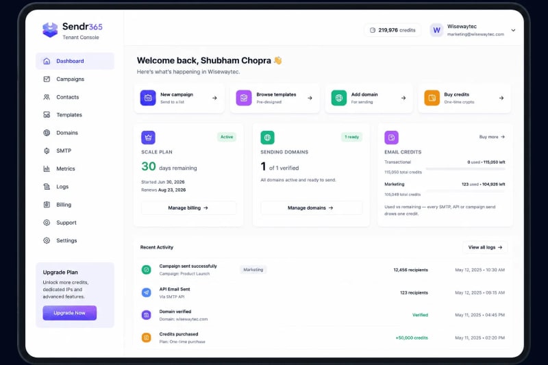 Sendr365 β Enterprise Email Infrastructure Platform