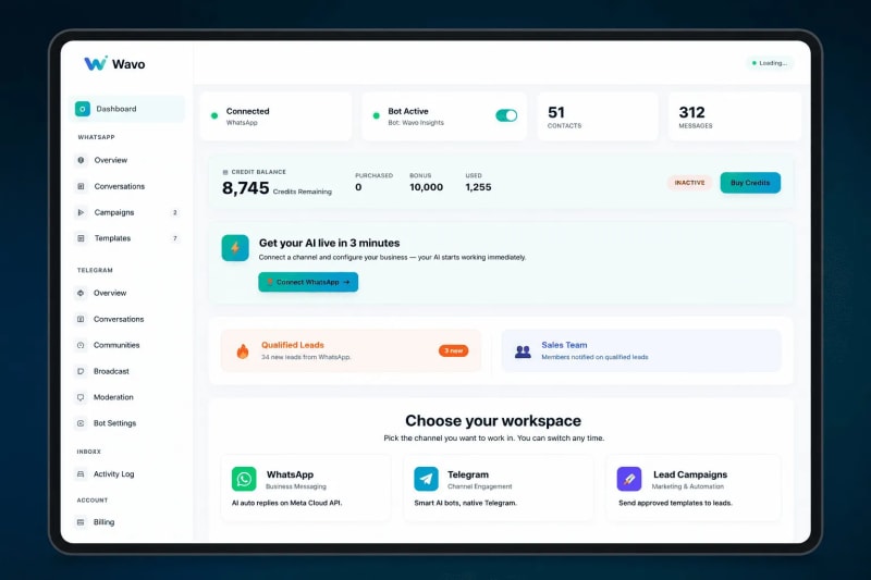 Wavoiq β AI-Powered WhatsApp & Telegram Automation Platform