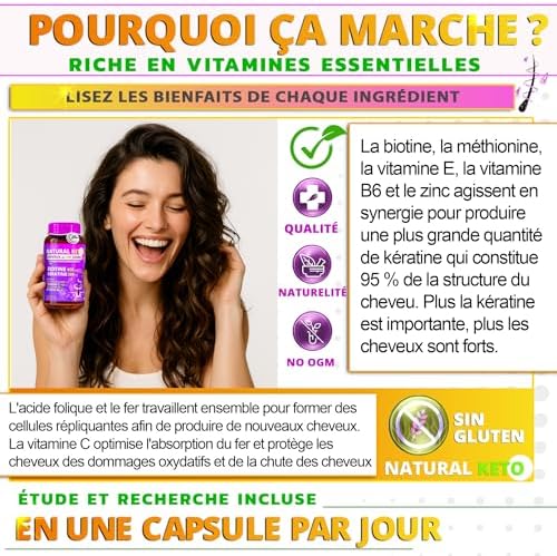 Vue 5 de Biotine Cheveux Pousse Rapide