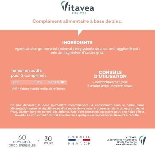 Vue 7 de Vitavea Zinc Haut Dosage
