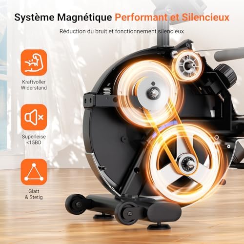 Vue 2 de Rameur Pliable Appartement Freinage