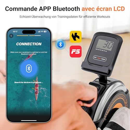 Vue 3 de Rameur Pliable Appartement Freinage