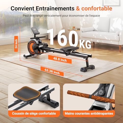 Vue 6 de Rameur Pliable Appartement Freinage