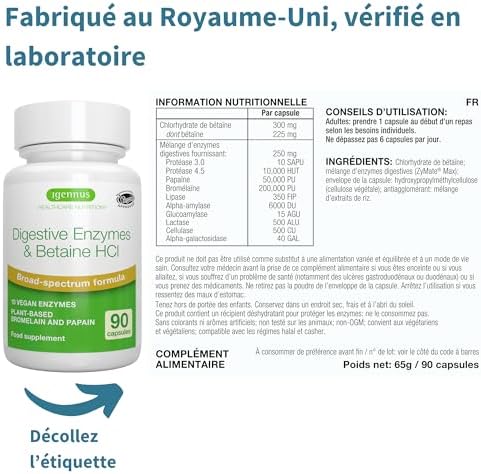 Vue 6 de Enzymes Digestives Betaine Hcl