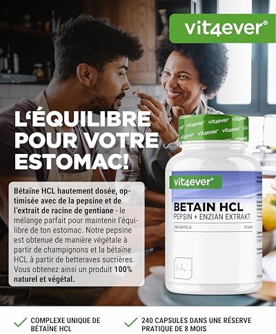 Vue 2 de Betaine Hcl Gelules Avec