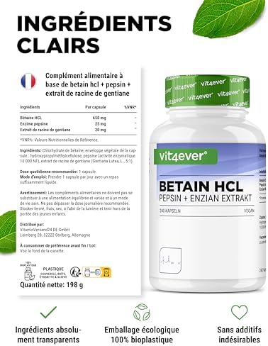 Vue 5 de Betaine Hcl Gelules Avec