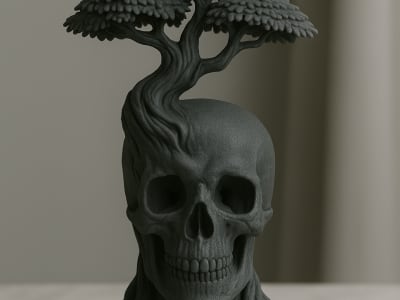 Árbol de la Vida sobre Calavera – Escultura 3D Simbólica