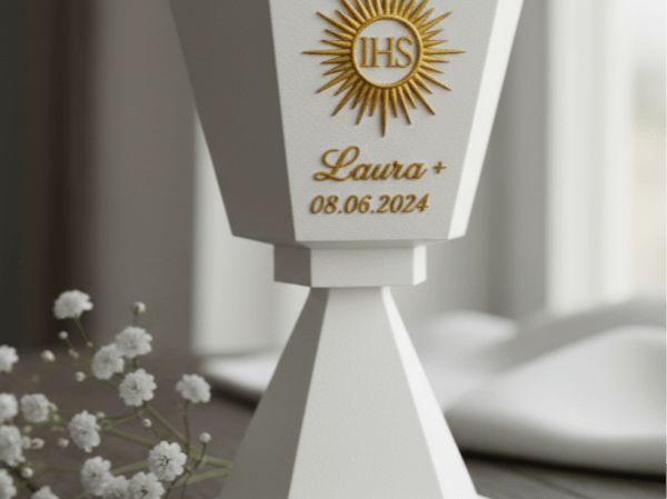 Cáliz Geométrico para la Primera Comunión Decoración de Mesa