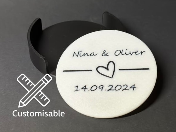 Posavasos de boda personalizado – Pareja con corazón