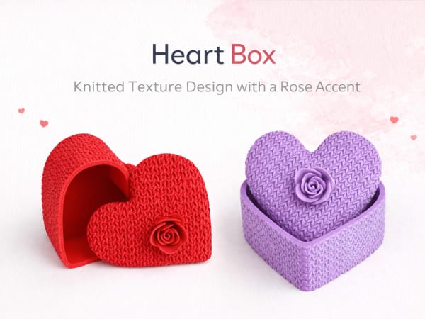 Caja de almacenamiento tejida en forma de corazón con flor