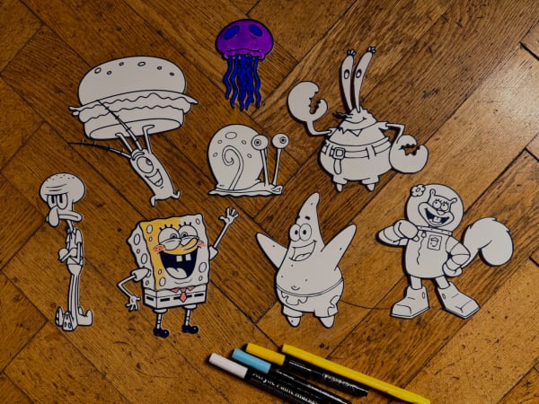 Páginas para colorear de todos los personajes de Bob Esponja