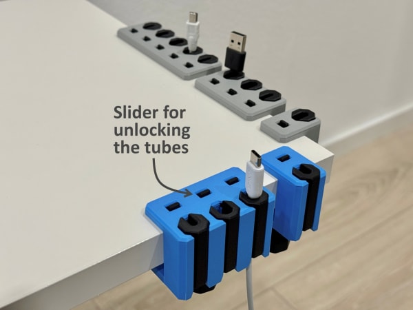 Soporte de cables para escritorio / organizador de cables con abrazadera