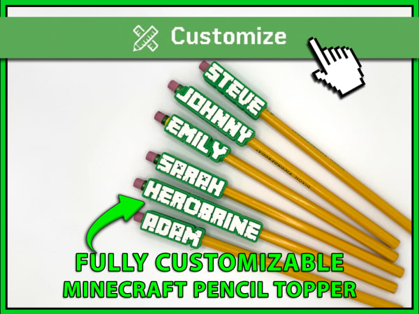 Topper de Lápiz Totalmente Personalizable con Fuente de Minecraft