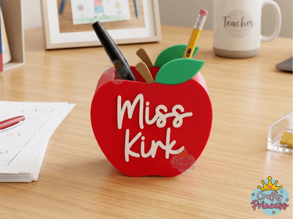 Soporte para lápices y bolígrafos con forma de manzana