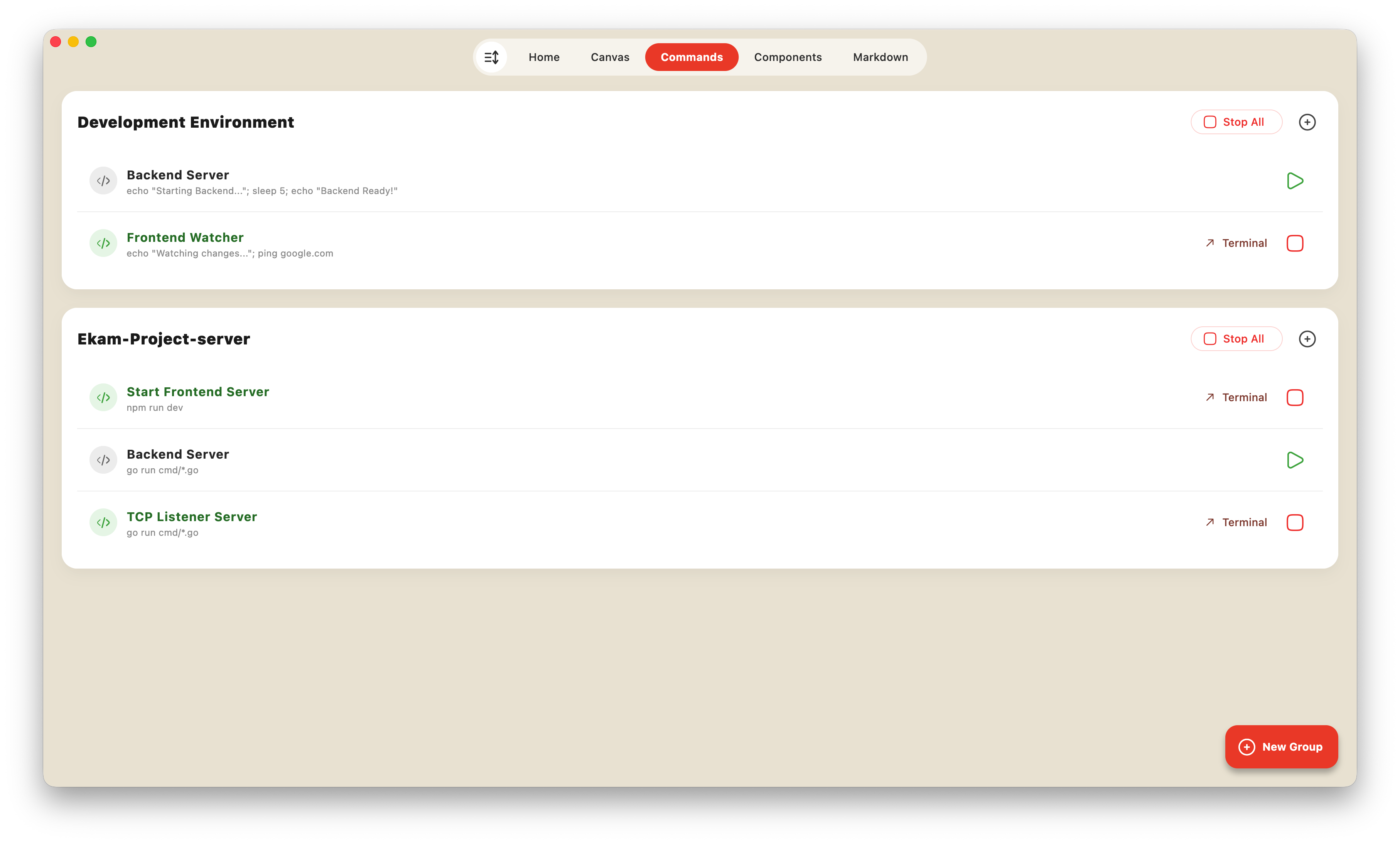 Grouped Commands