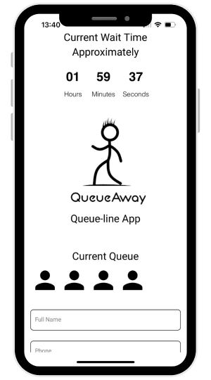 Queue management app showing the queue app customers queueing online on an app