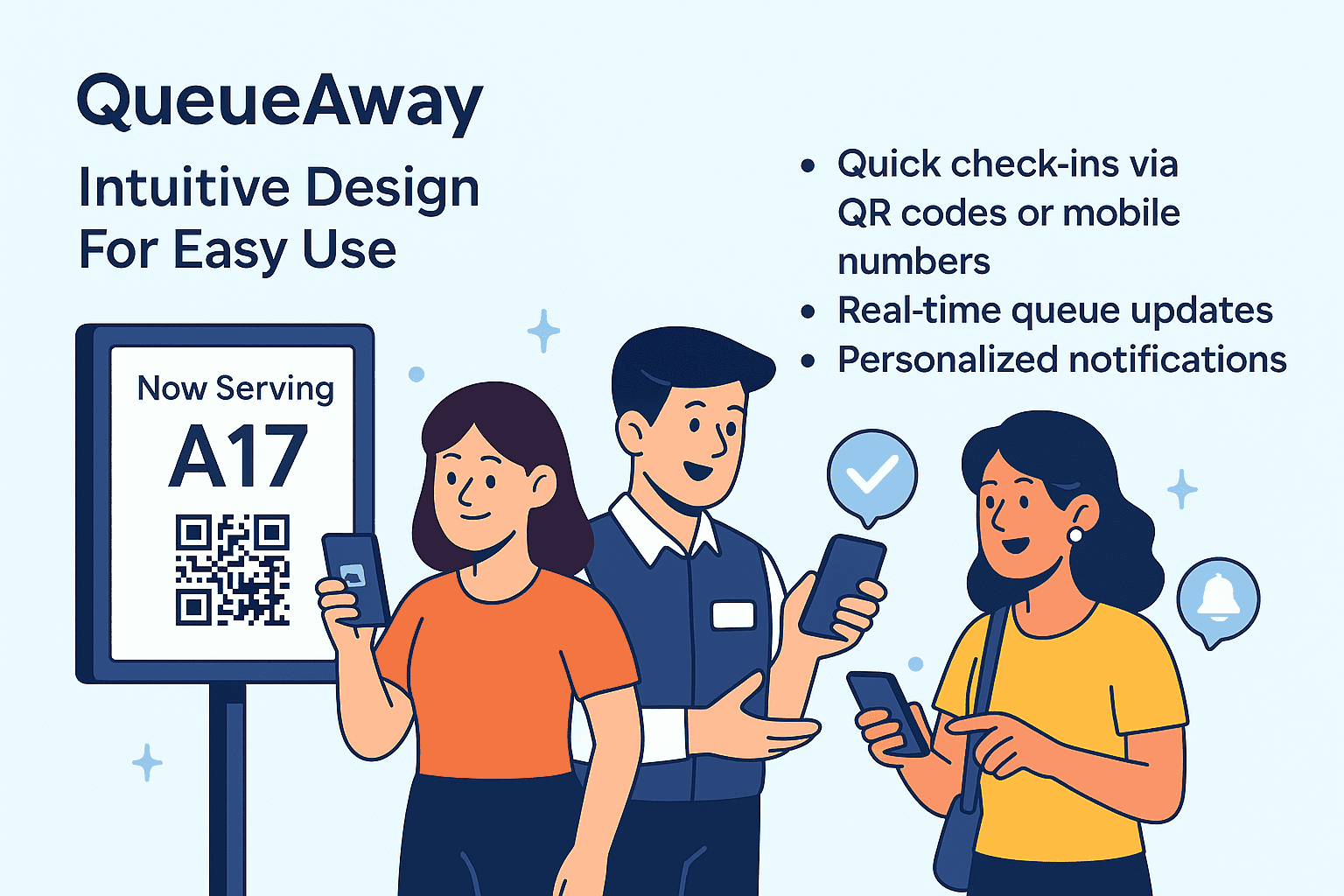 QueueAway intuitive app for queue management.