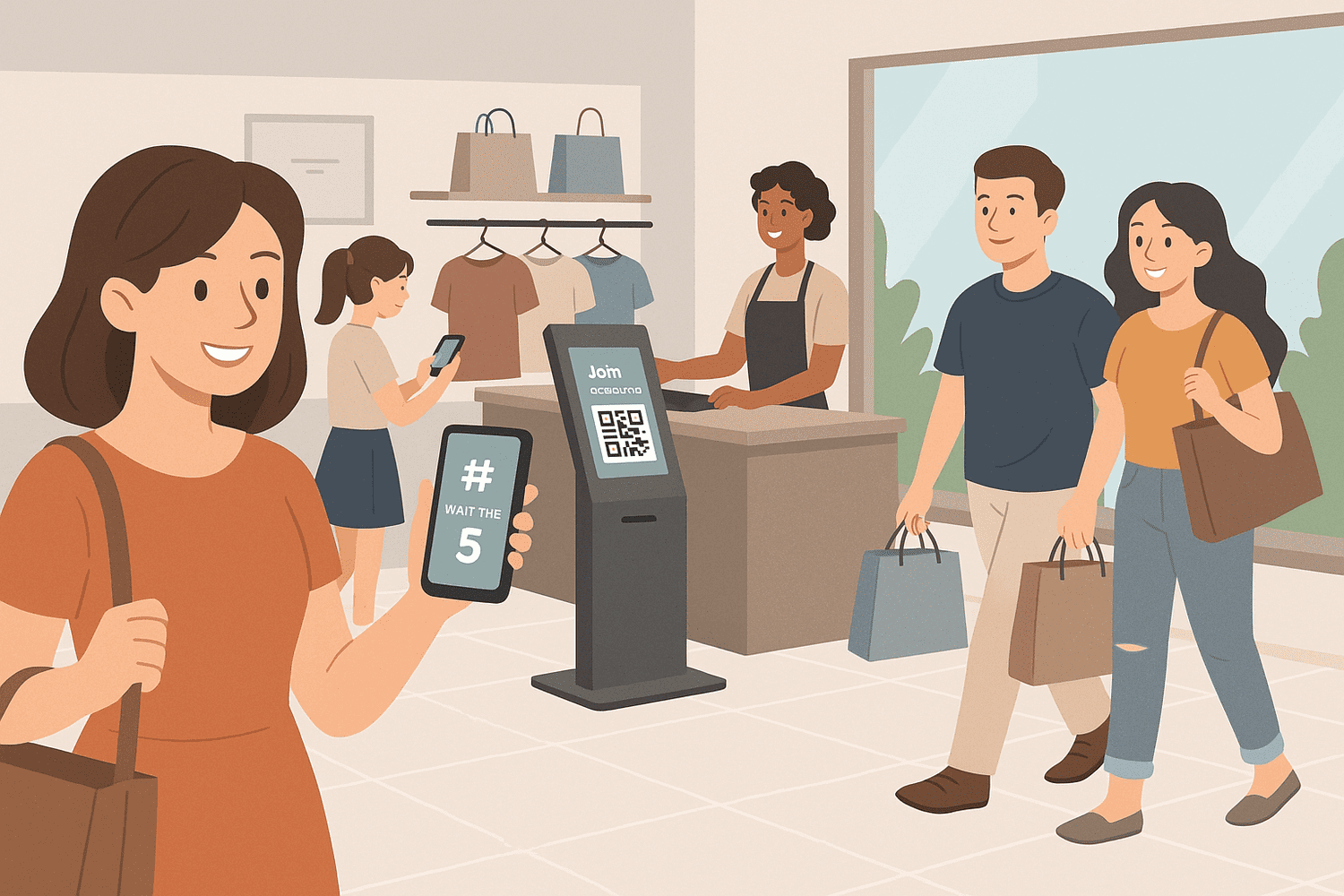 How a Virtual Queue Management System improves the in-store experience by managing peak traffic, reducing wait times, and preventing overcrowding in retail environments.