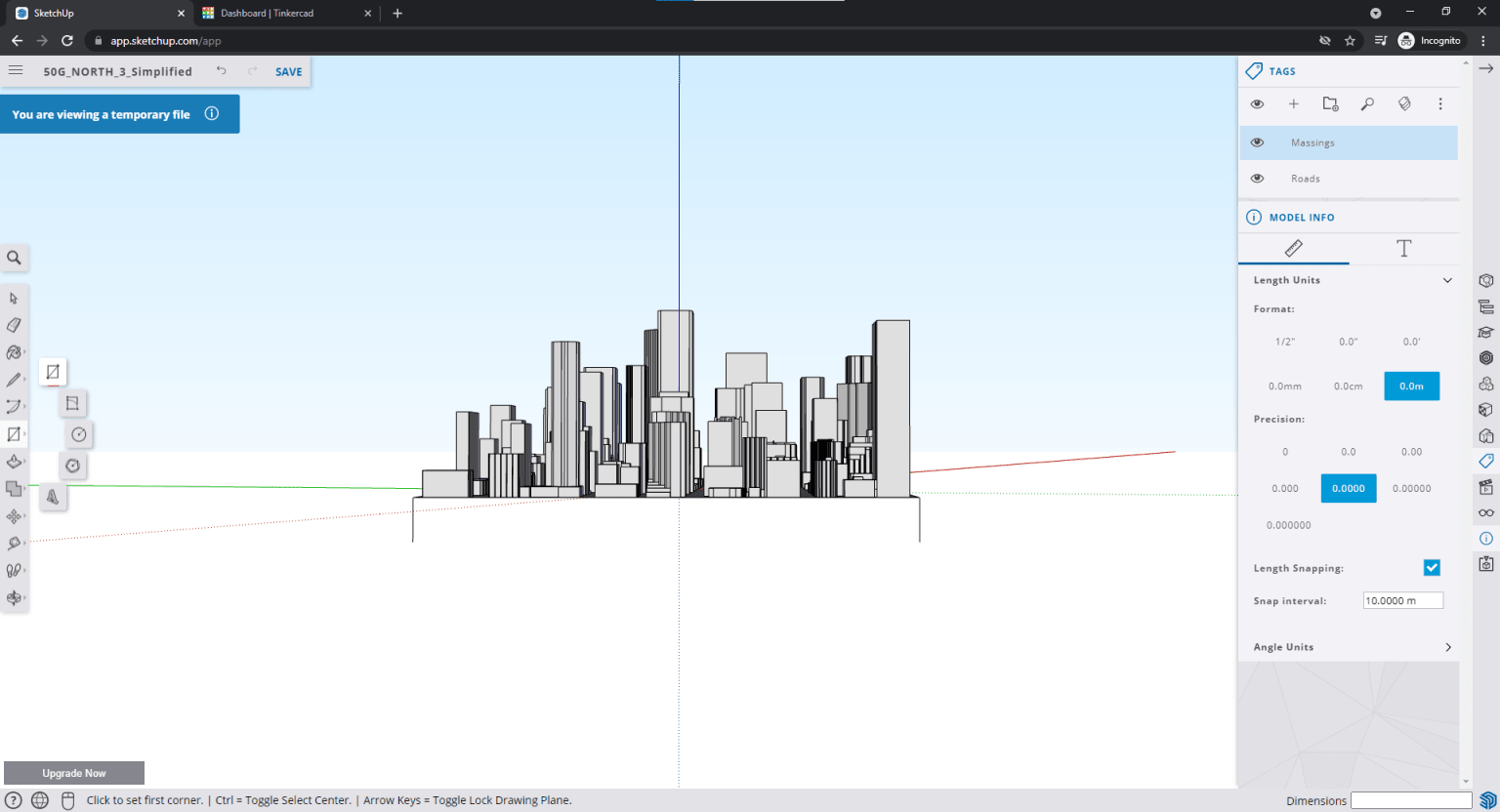 Line for height of base