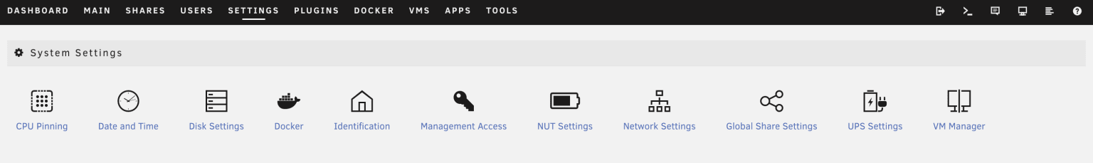 Unraid Settings